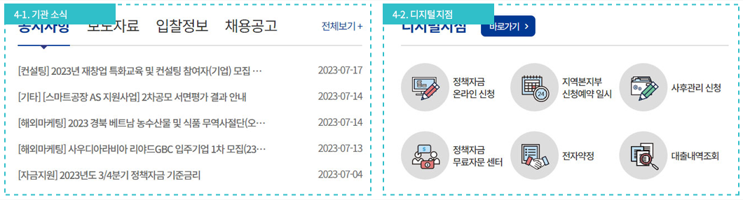 배너 및 소통채널 화면